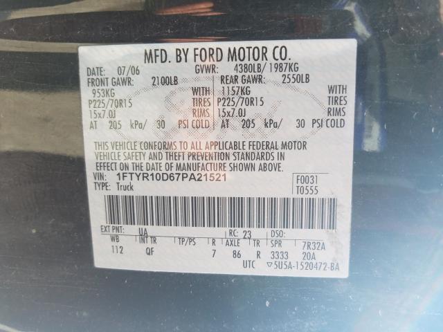 1FTYR10D67PA21521 2007 Ford Ranger