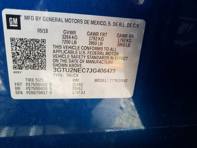 2018 GMC SIERRA K15 3GTU2NEC7JG406477