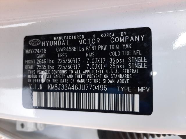 2018 HYUNDAI TUCSON SEL KM8J33A46JU770496