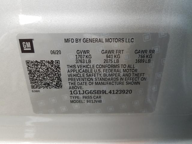2020 CHEVROLET SONIC 1G1JG6SB9L4123920