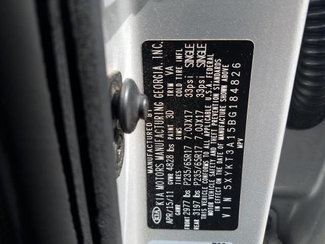 2011 KIA SORENTO BA 5XYKT3A15BG184826