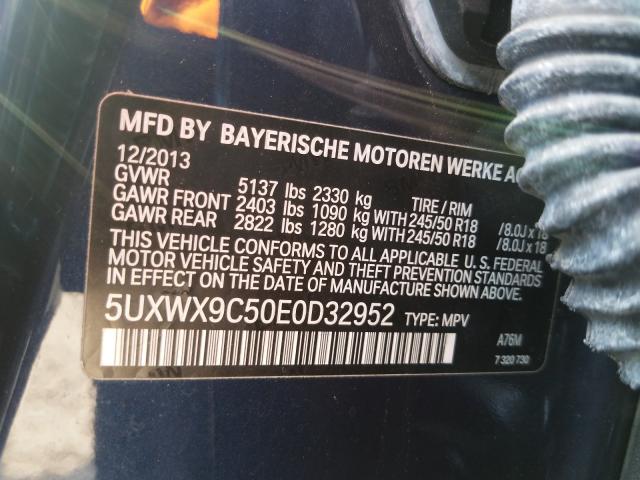 2014 BMW X3 XDRIVE2 5UXWX9C50E0D32952