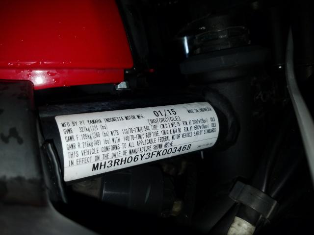 2015 YAMAHA YZFR3 MH3RH06Y3FK003468