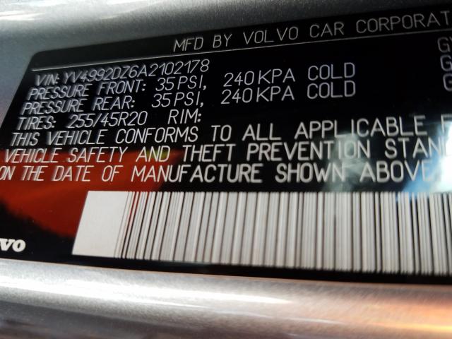 2010 VOLVO XC60 T6 YV4992DZ6A2102178