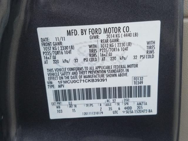 2012 FORD ESCAPE XLS 1FMCU0C71CKB39391