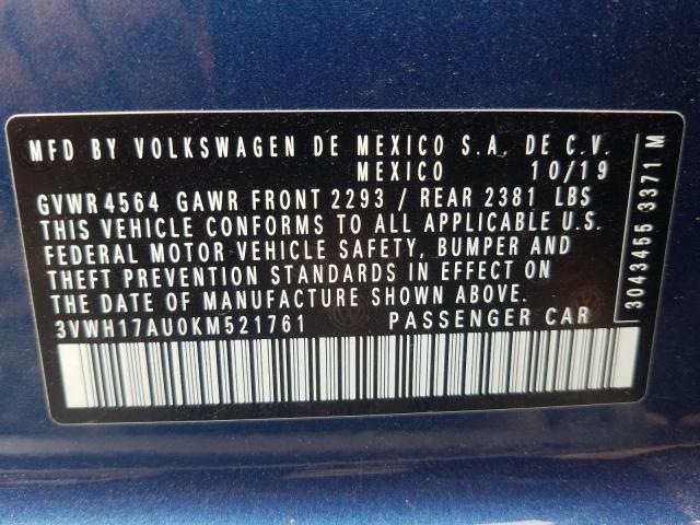 2019 VOLKSWAGEN GOLF ALLTR 3VWH17AU0KM521761