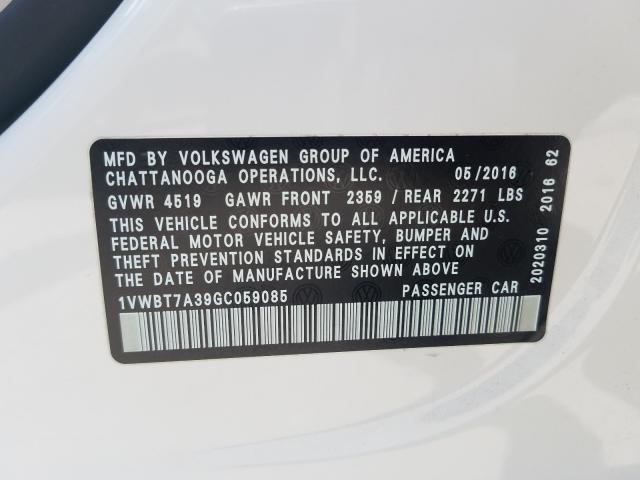 2016 VOLKSWAGEN PASSAT SE 1VWBT7A39GC059085