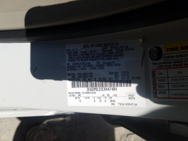 2012 FORD FUSION HYB 3FADP0L35CR447484
