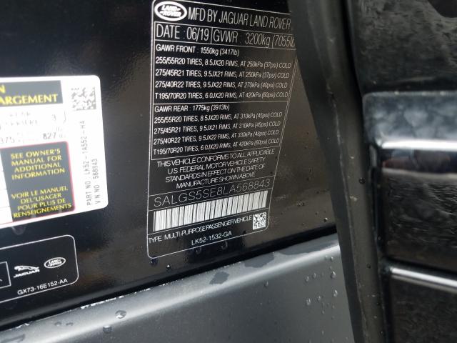 2020 LAND ROVER RANGE ROVE SALGS5SE8LA568843