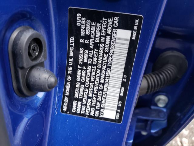 2019 HONDA CIVIC SPOR SHHFK7H93KU411590