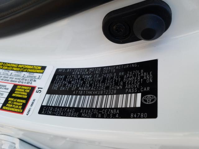 2019 TOYOTA CAMRY L 4T1B11HK4KU812328