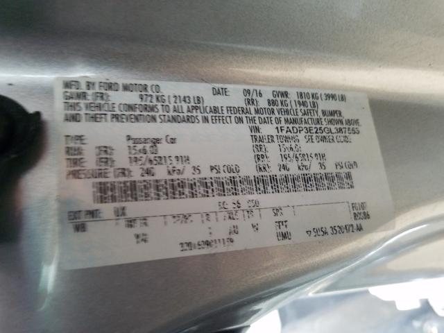 2016 FORD FOCUS S 1FADP3E25GL387555