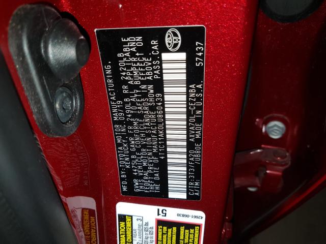 2020 TOYOTA CAMRY LE 4T1C11AK0LU860439