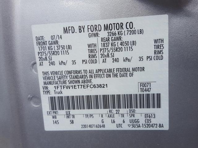 2014 FORD F150 2WD 1FTFW1ET7EFC63821