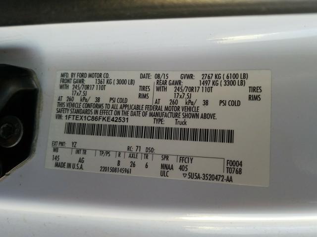 2015 FORD F150 SUPER - 1FTEX1C86FKE42531