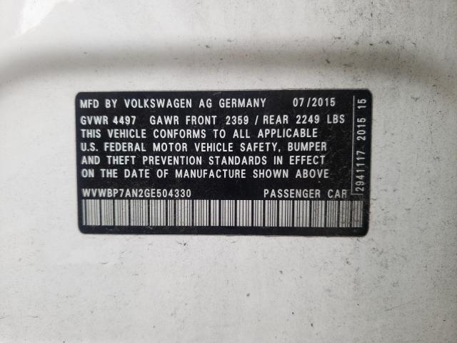 2016 VOLKSWAGEN CC BASE WVWBP7AN2GE504330