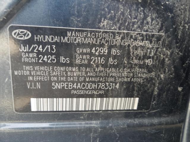 2013 HYUNDAI SONATA GLS 5NPEB4AC0DH783314