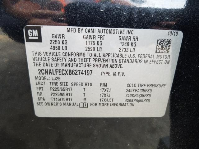 2011 CHEVROLET EQUINOX LT 2CNALFECXB6274197