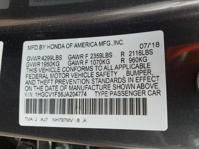 2018 HONDA ACCORD EXL 1HGCV1F56JA204774