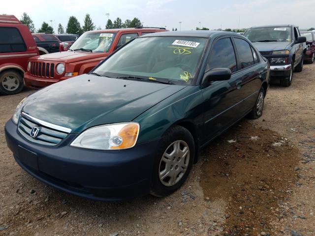 HONDA CIVIC LX 2002 green sedan 4d gas 1HGES16542L081760 photo #3