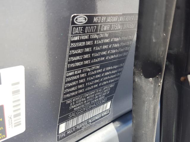 2017 LAND ROVER RANGE ROVE SALGS2FE8HA333343