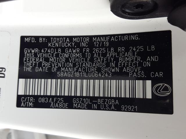 2020 LEXUS ES 350 F-S 58AGZ1B11LU064243
