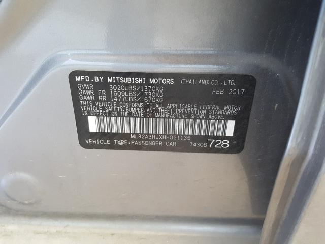 2017 MITSUBISHI MIRAGE ES ML32A3HJXHH021135