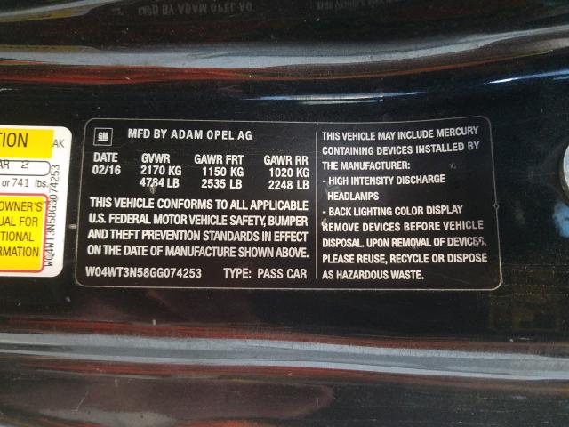 2016 BUICK CASCADA PR W04WT3N58GG074253