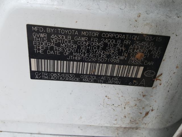 2015 LEXUS IS 250 JTHBF1D2XF5071998