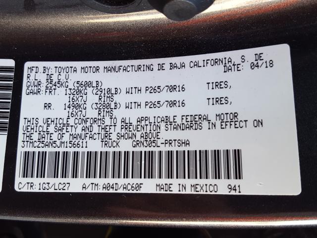 2018 TOYOTA TACOMA DOU 3TMCZ5AN5JM156611
