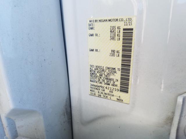 2016 NISSAN MAXIMA 3.5 1N4AA6AP9GC421259