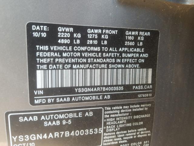 2011 SAAB 9-5 TURBO YS3GN4AR7B4003535