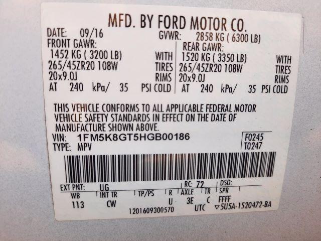 2017 FORD EXPLORER S 1FM5K8GT5HGB00186