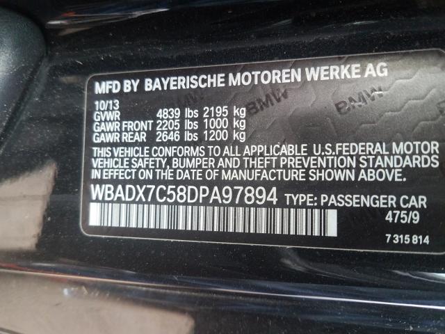 2013 BMW 335 I WBADX7C58DPA97894