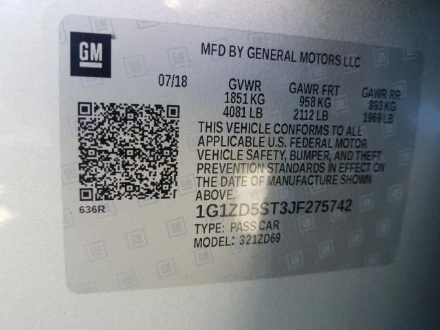 2018 CHEVROLET MALIBU LT 1G1ZD5ST3JF275742