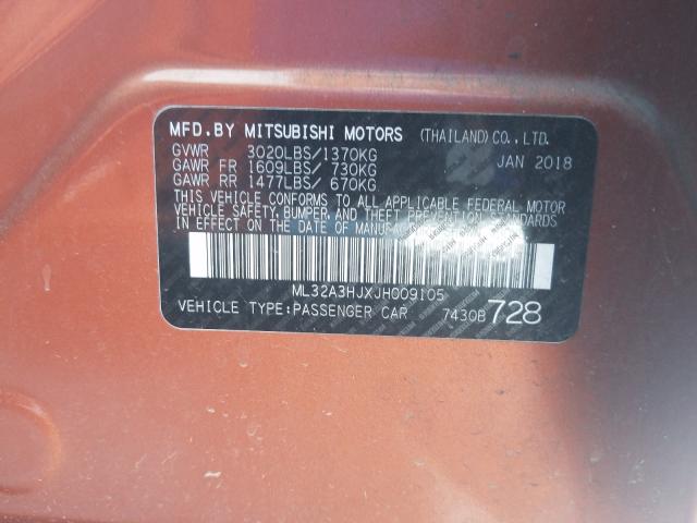 2018 MITSUBISHI MIRAGE ES ML32A3HJXJH009105