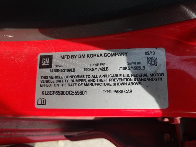 2013 CHEVROLET SPARK 2LT KL8CF6S90DC559801