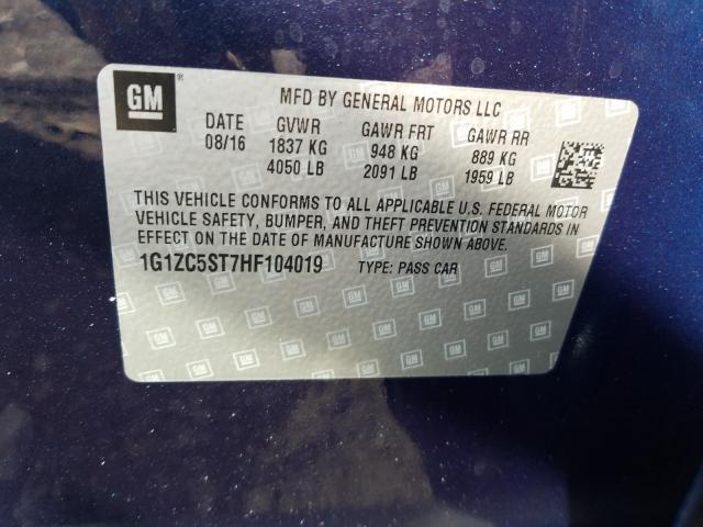 2017 CHEVROLET MALIBU 1G1ZC5ST7HF104019