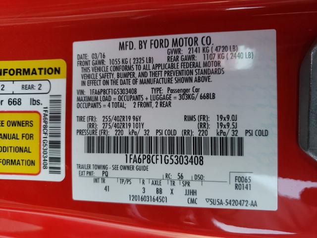 2016 FORD MUSTANG GT 1FA6P8CF1G5303408