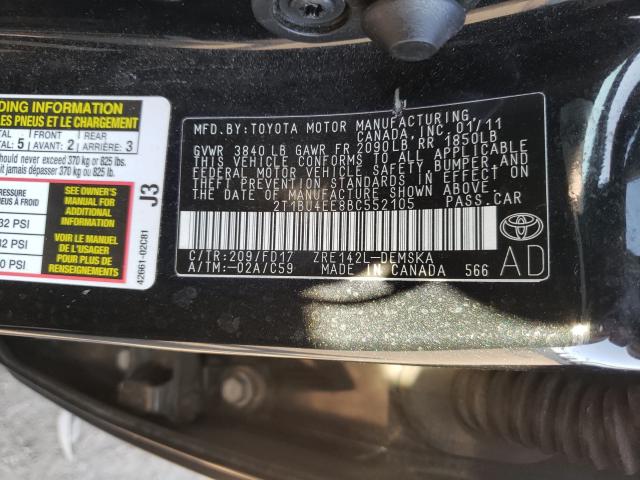 2011 TOYOTA COROLLA BA 2T1BU4EE8BC552105