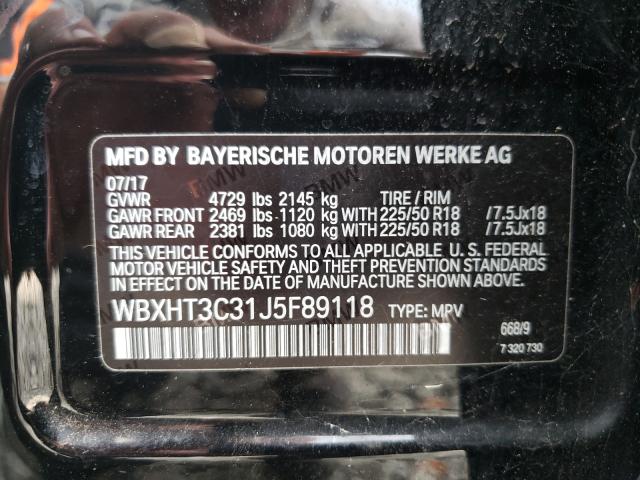 2018 BMW X1 XDRIVE2 WBXHT3C31J5F89118