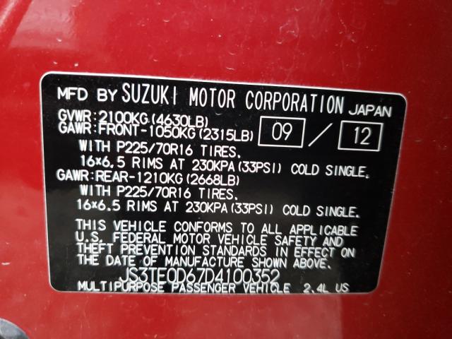 VIN JS3TE0D67D4100352 2013 Suzuki Grand Vitara, Pre... no.10