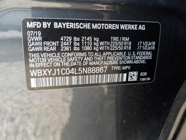 VIN WBXYJ1C04L5N88867 2020 BMW X2, Xdrive28I no.10