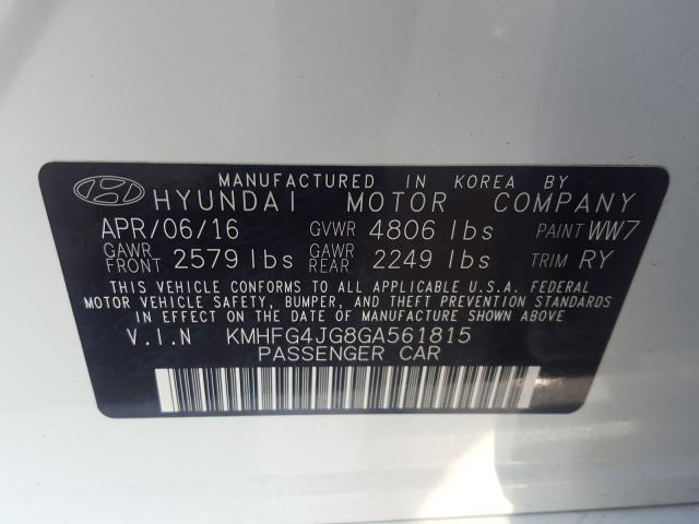 2016 HYUNDAI AZERA KMHFG4JG8GA561815