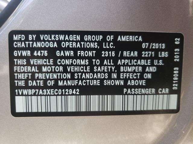 2014 VOLKSWAGEN PASSAT SE 1VWBP7A3XEC012942