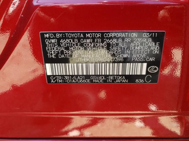 2011 LEXUS ES 350 JTHBK1EG9B2447396