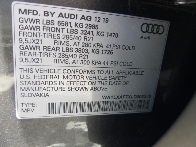 VIN WA1LXAF7XLD002378 2020 Audi Q7, Premium Plus no.10