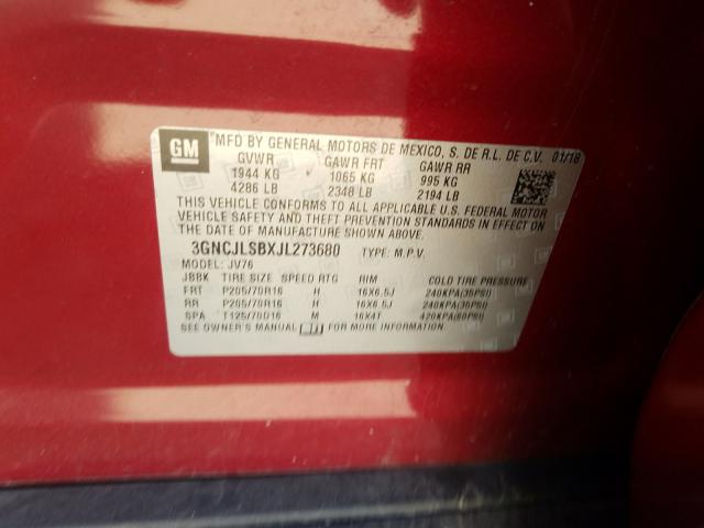2018 CHEVROLET TRAX 1LT 3GNCJLSBXJL273680