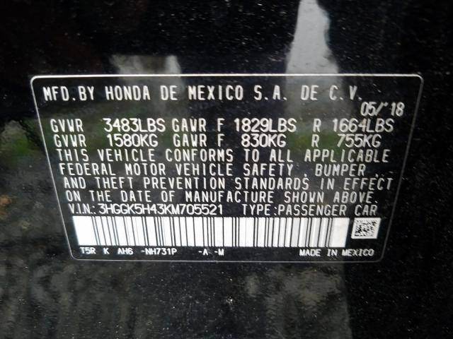 2019 HONDA FIT LX 3HGGK5H43KM705521