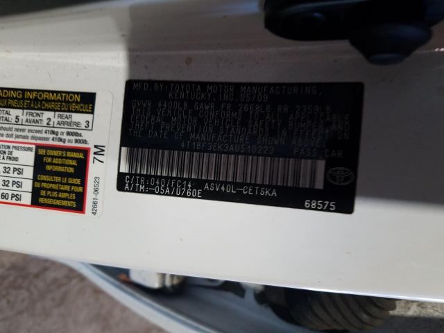 2010 TOYOTA CAMRY 4T1BF3EK3AU510223